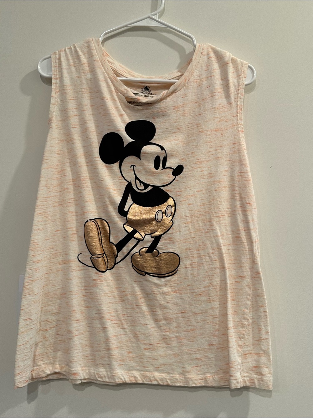 Disney Peach Tank with Black & Gold Mickey Graphic